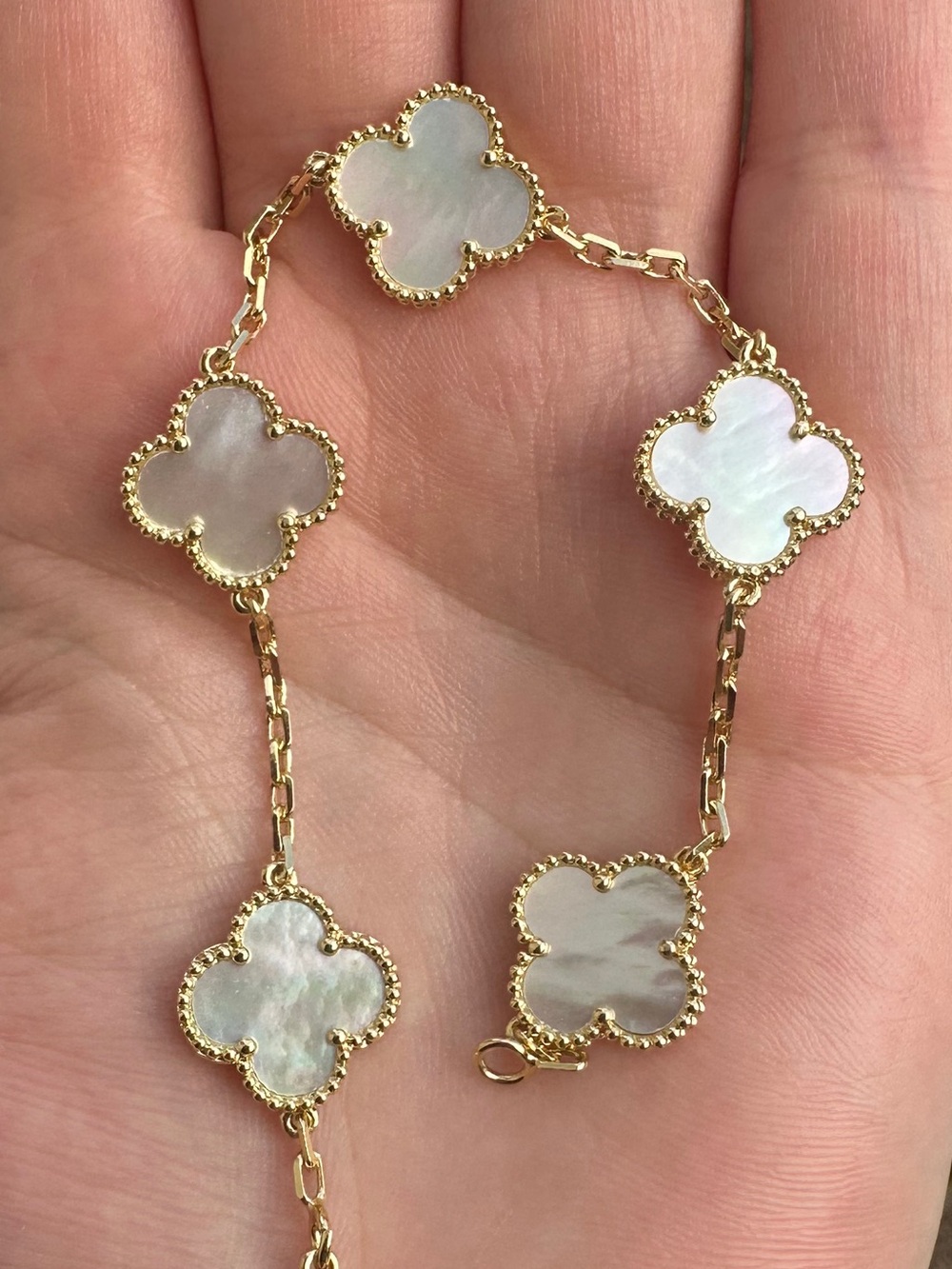 White Clover Bracelet 18k gold plated